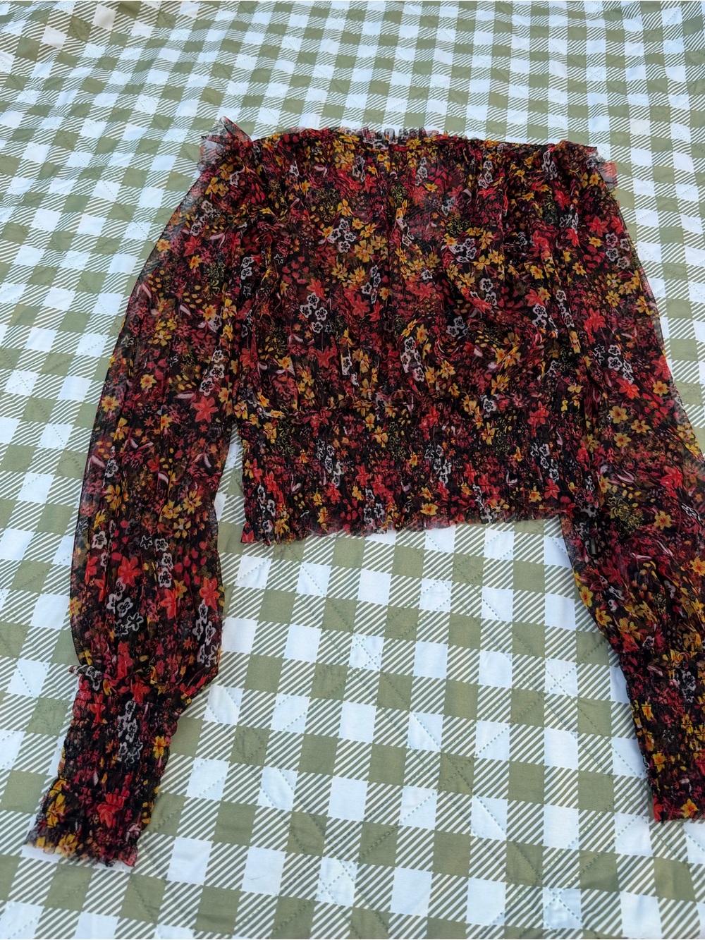 Free People floral multi color sheer blouse - Picture 5 of 10
